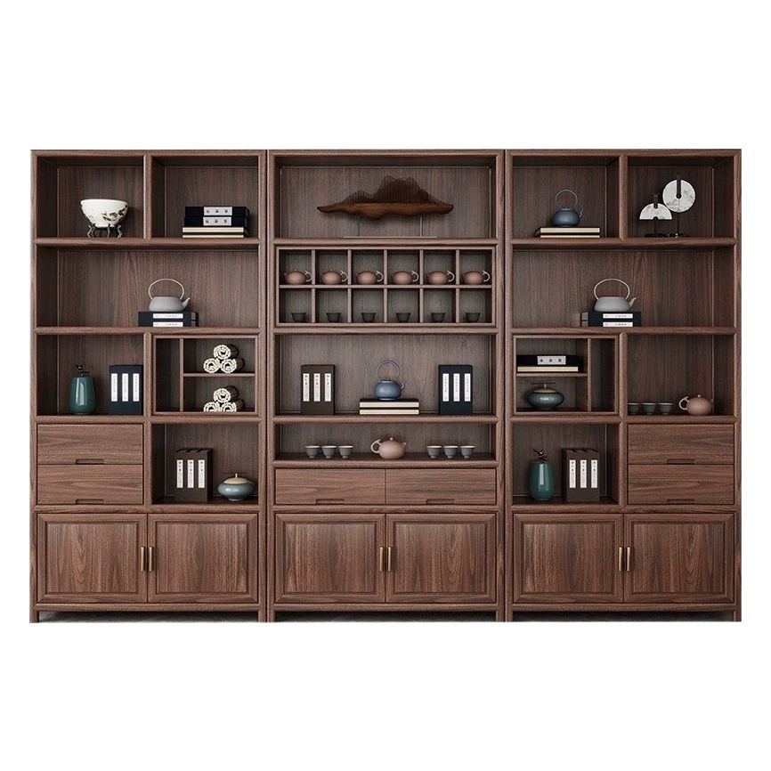 Новый китайский стиль деревянный книжный шкаф черный орех витрина старые вяза стеллажи шкаф для хранения Мебель для чайной комнаты