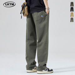 Lktmメンズ # 日系レトロ工装カジュアルパンツメンズins純綿ウエストがゆるくてシンプルなストレートパンツ