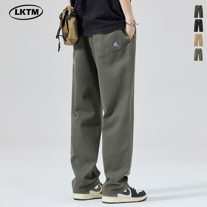 LKTM Men's# Japanese Vintage Workwear Casual Pants Men's Ins Pure Cotton Loose Loose Simple Straight Pants