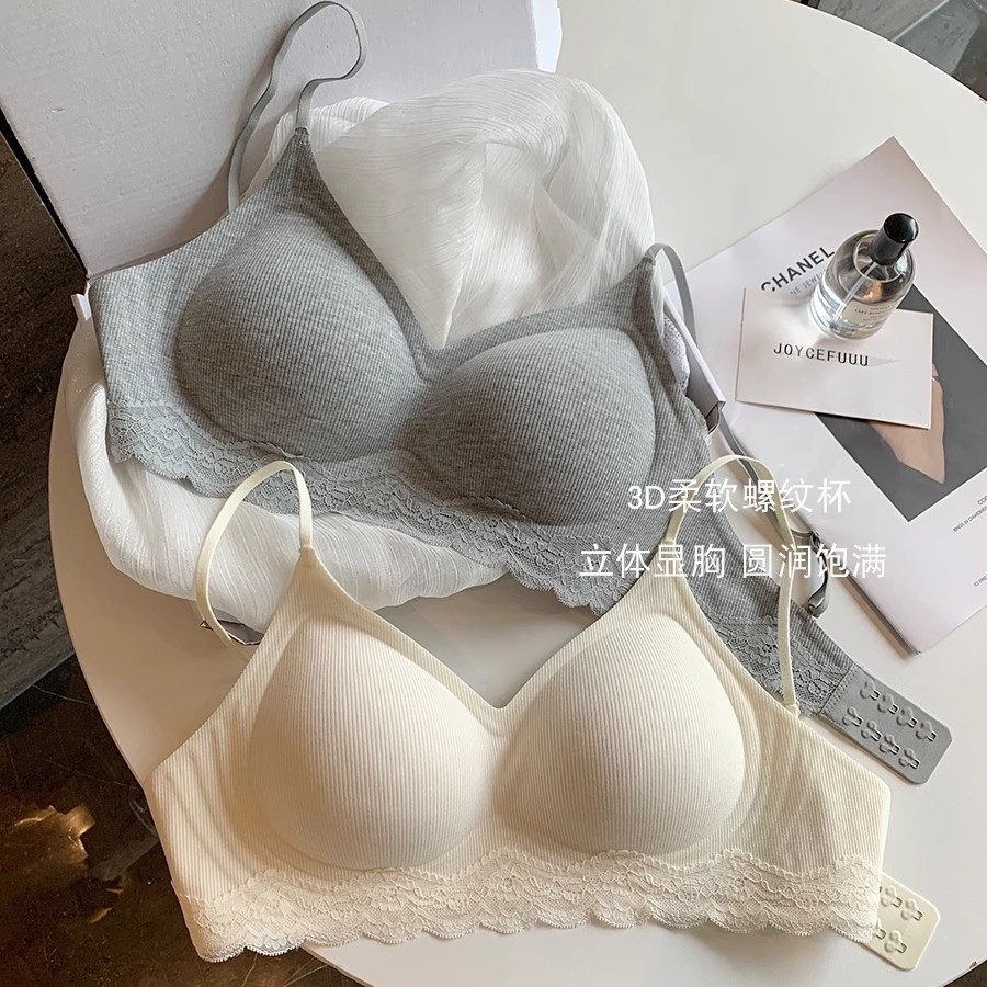 无痕粉底液内衣女夏薄款小胸聚拢隐形肤色细肩带美背蕾丝文胸胸罩