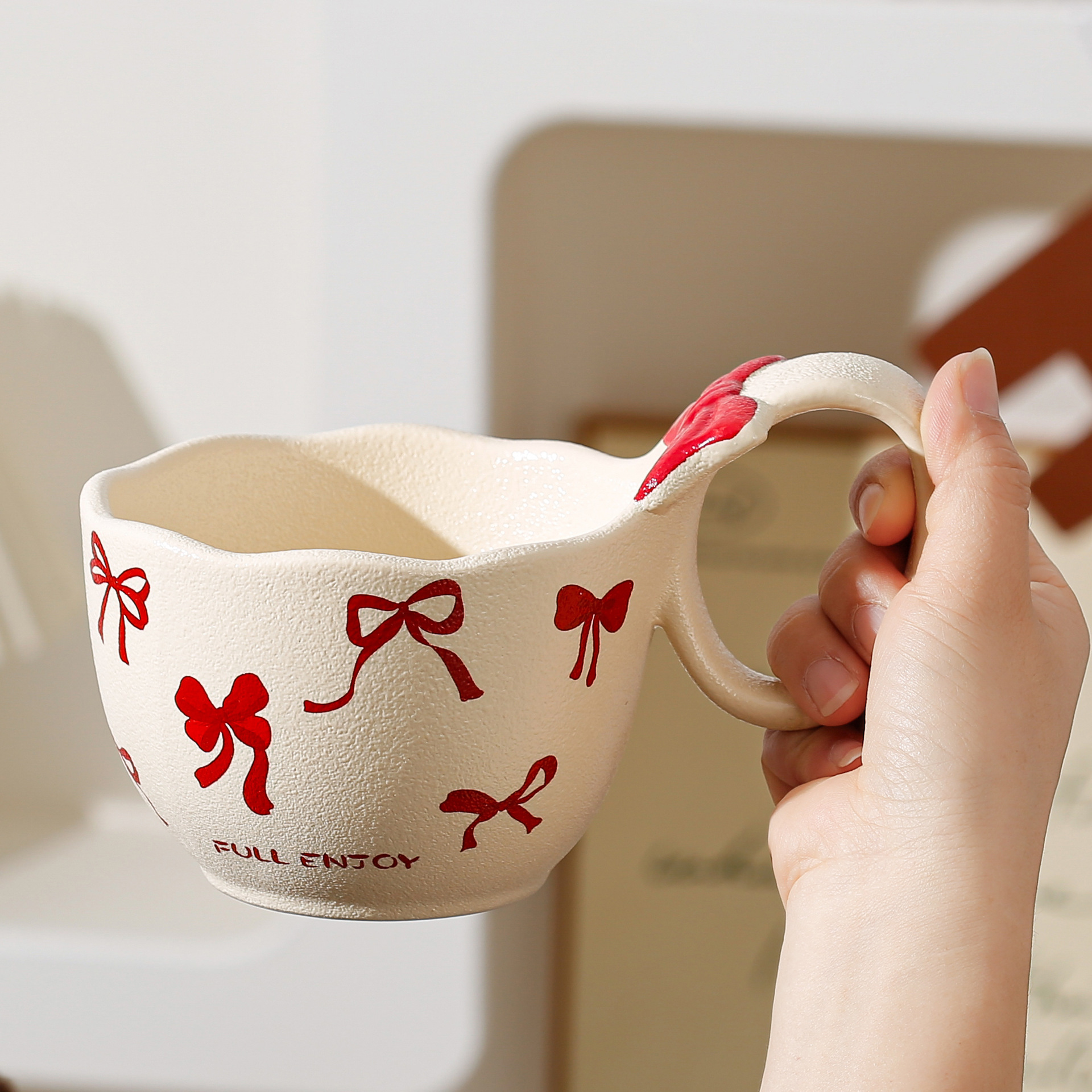 Arco creativo leche fufu taza de desayuno personalizada de alto valor facial para chicas regalos de mano taza de oficina taza de agua