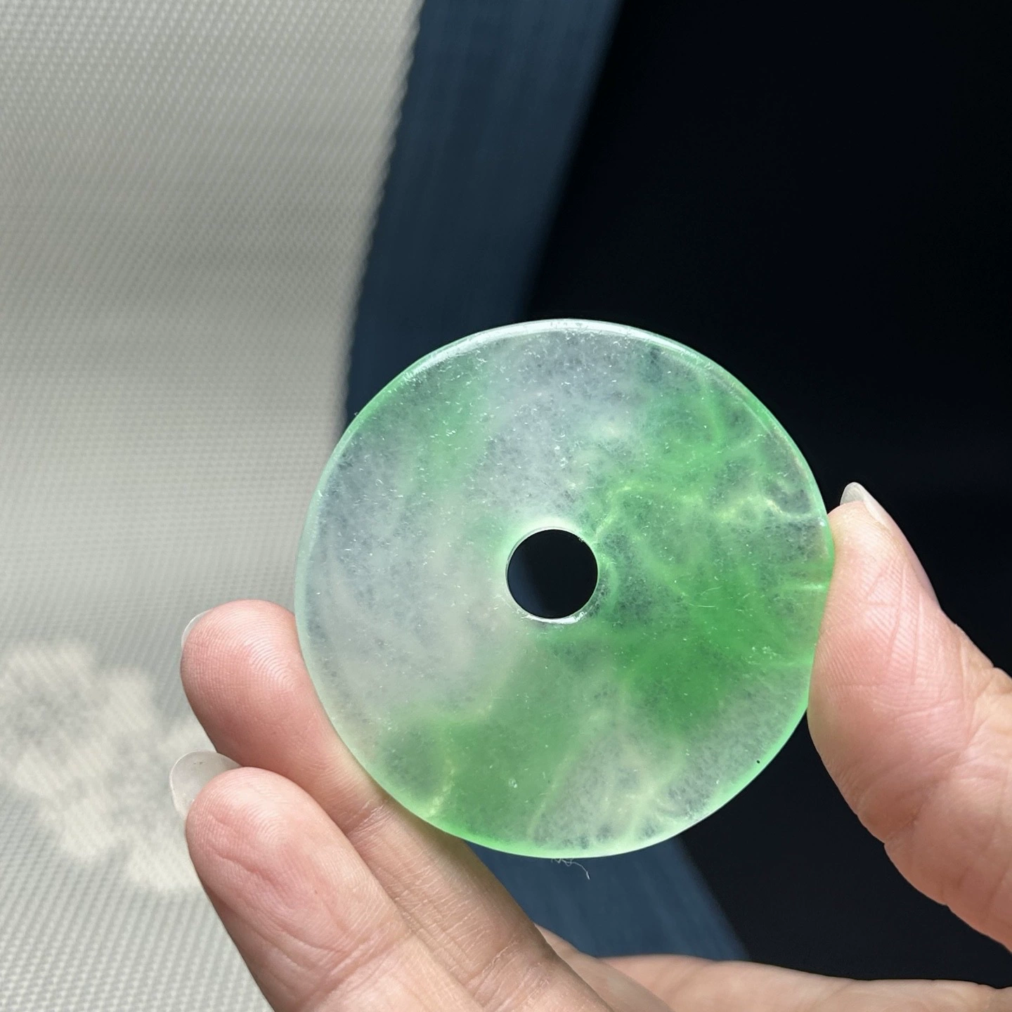 Emerald protective amulet Myanmar jade, buckle, quartz pendant
