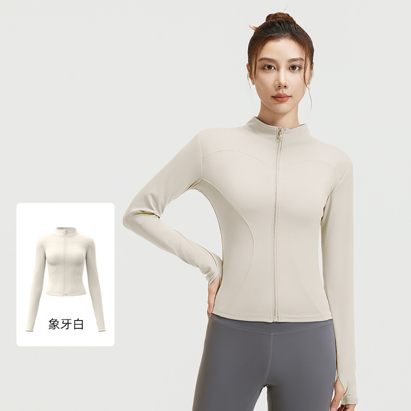 Juyitang ヌードアウトドアスポーツジャケット女性のタイトフィット通気性スタンドアップヨガフィットネスジャケット|undefined