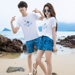 Beach Pants Men's Quick-drying and Water-soluble Seaside Shorts Beach Summer Loose Sports Hot Spring Paradise Swimming Trunks for Couples