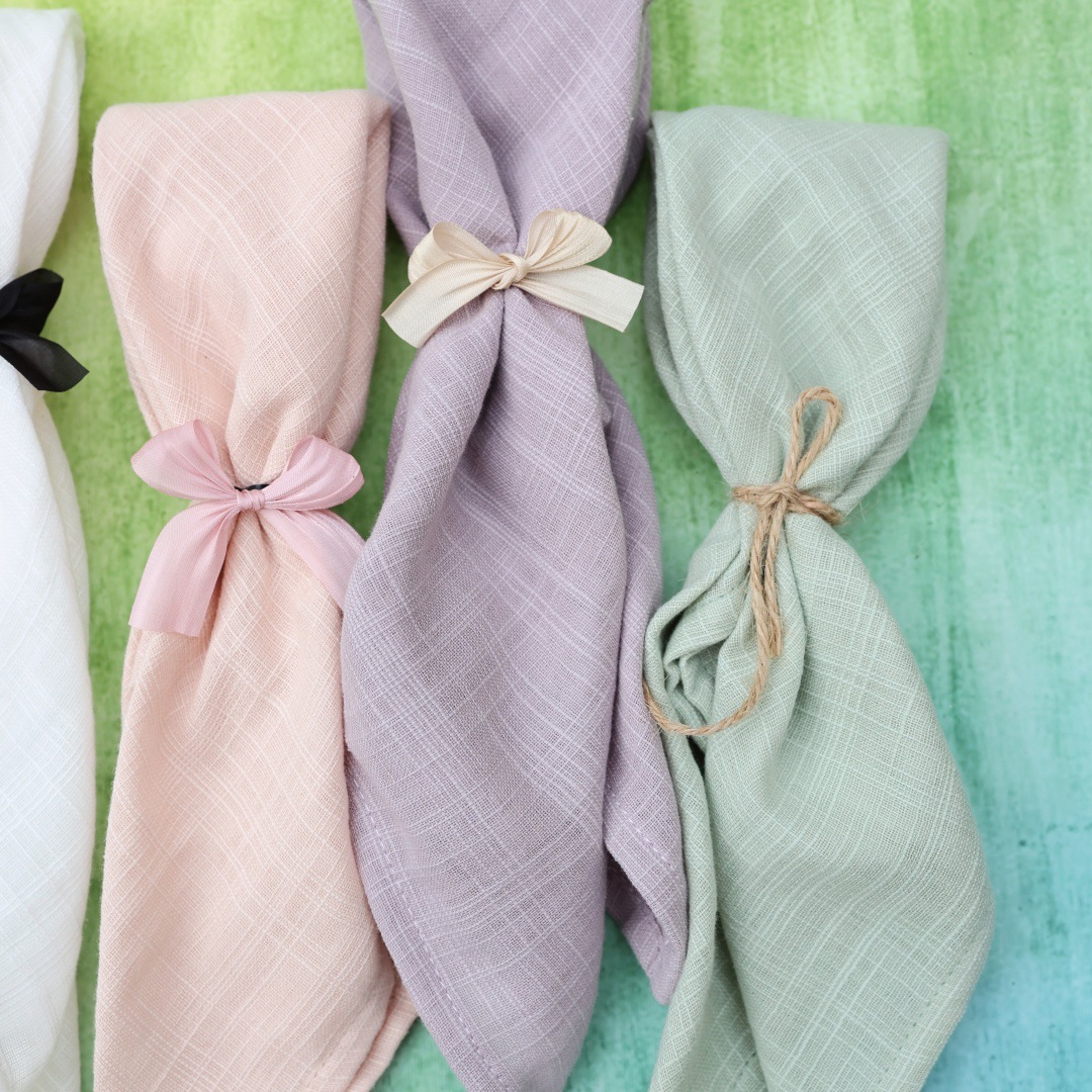 Servillas de algodón de bambú de doble capa, toalla de té arrugada, almohadilla de mesa occidental, decoración de servillas transfronterizas