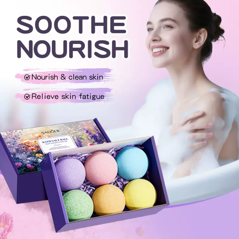 跨境现货 上朵浪漫花香清洁身体留香浴盐球六件套 外贸工厂直销