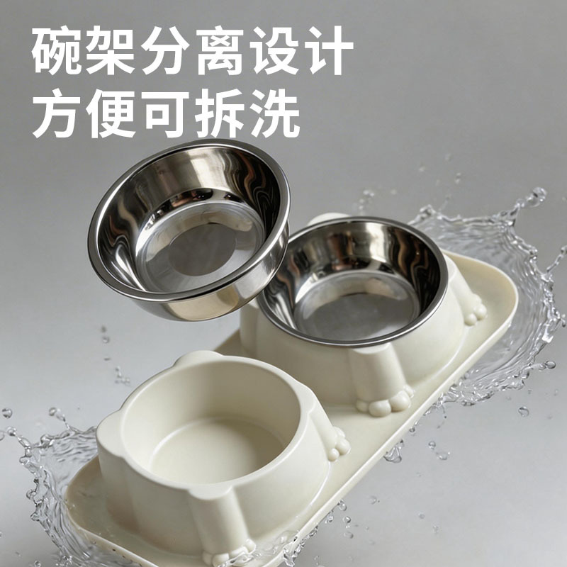 宠物防蚁碗不锈钢双碗猫碗护颈碗防漏食狗狗防打翻猫碗狗碗宠物碗