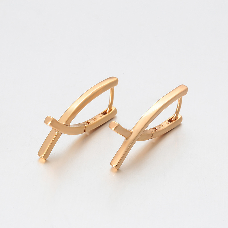 Pendientes de aro Xuping transfronterizos rusos de 18k con incrustaciones de diamantes, joyería de lujo ligero de alta gama al por mayor para mujer. image 71