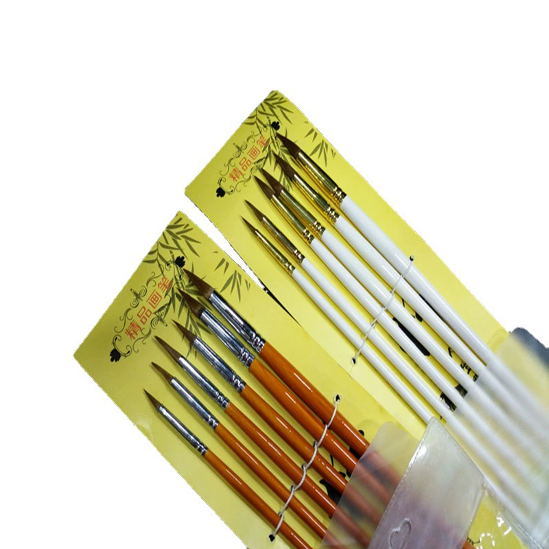 Brush, golden copper set, gouache, chalk, line drawing