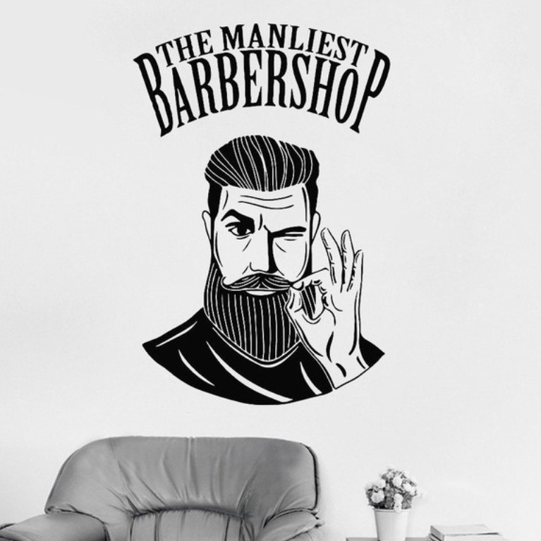 男人理发系列一代精雕个性墙贴理发店橱窗美容院背景墙批发