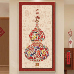 百福図玄関は福の字を描いて字を飾って赤いヒョウタンの新年のお祝いを描いてオフィスの壁の壁画を掛けます。