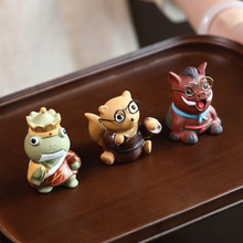 紫砂茶宠青蛙小摆件手工猪创意浪浪山小妖怪配件茶桌茶玩可养治愈