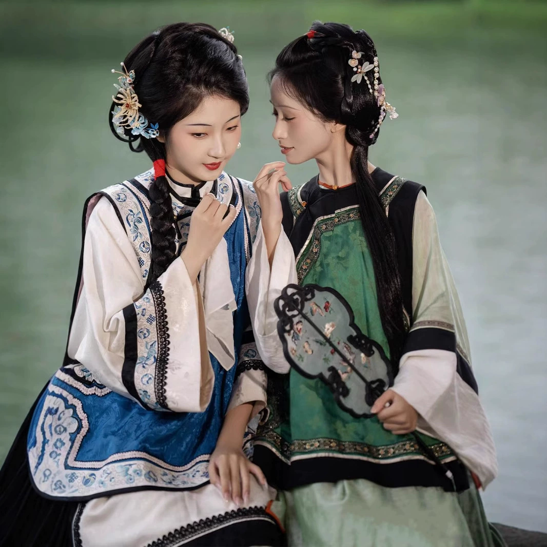 Женский халат в древнем стиле с принтом Ханфу династии Цин, этнический костюм с тяжелым мастерством печати и окрашивания, повседневный наряд принцессы династии Цин.