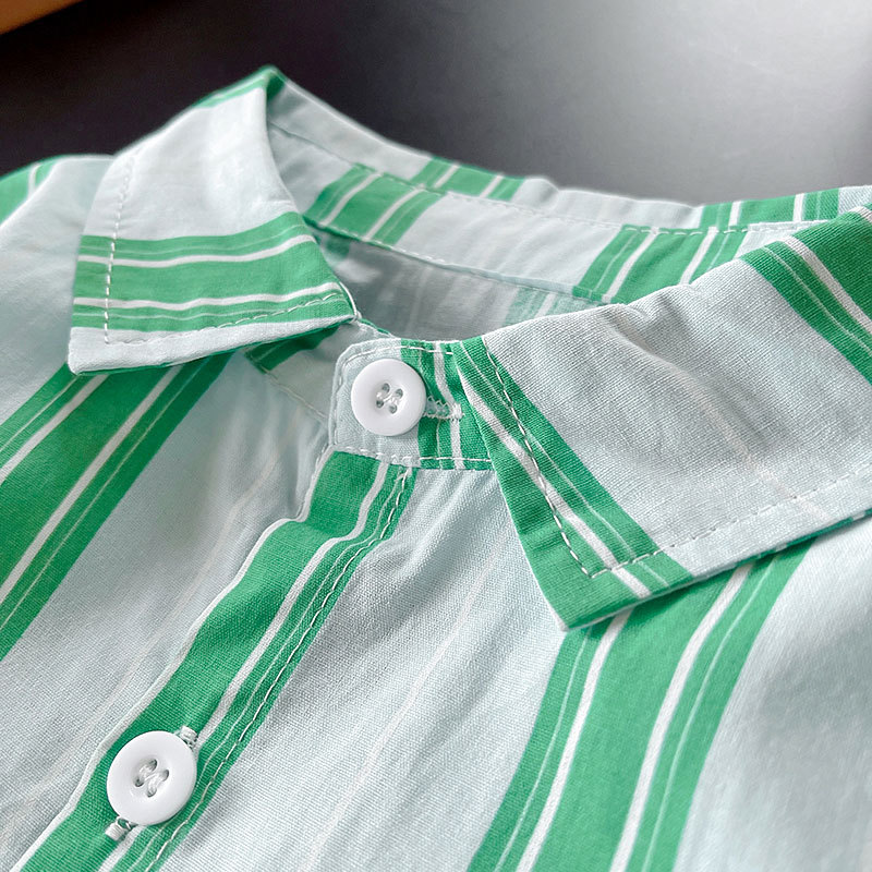 2025 otoño nueva ropa infantil para niños coreanos dibujos animados oso letras camisa chico guapo camisa a rayas abrigo