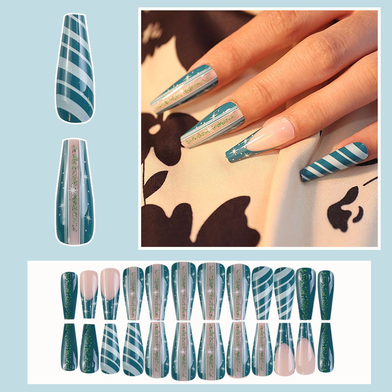 Navidad desgaste armadura nupcial clavo artificial acabado uñas pieza caja desmontable parche de uñas