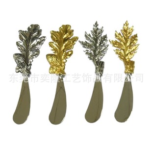 Alloy Leaf Handle Butter Knife Creative Metal Leaf Fruit Leaf Decorative Butter Knife Cheese Board Cheese Scraper