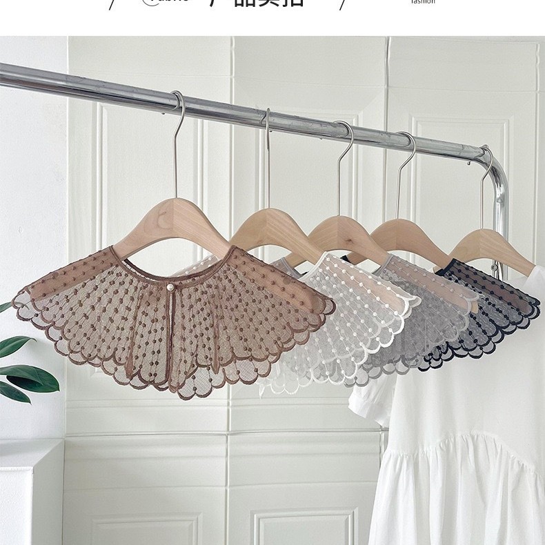 2022 New Summer Thin Sunscreen Lace Outerwear Scarf Hollow-Out Fake Collar Shawl Paired with Shirt and Vest Wholesale