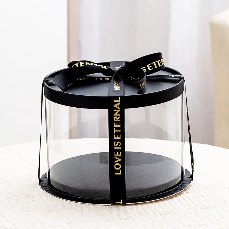 Caja de pastel transparente redonda de 4 pulgadas de 6 pulgadas de 8 pulgadas de 10 pulgadas de una sola capa de doble capa más caja de pastel de cumpleaños alta