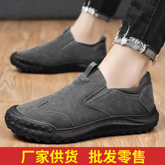 春季休閒板鞋男士休閒鞋潮流百搭一腳蹬懶人鞋軟底工作鞋駕車男鞋