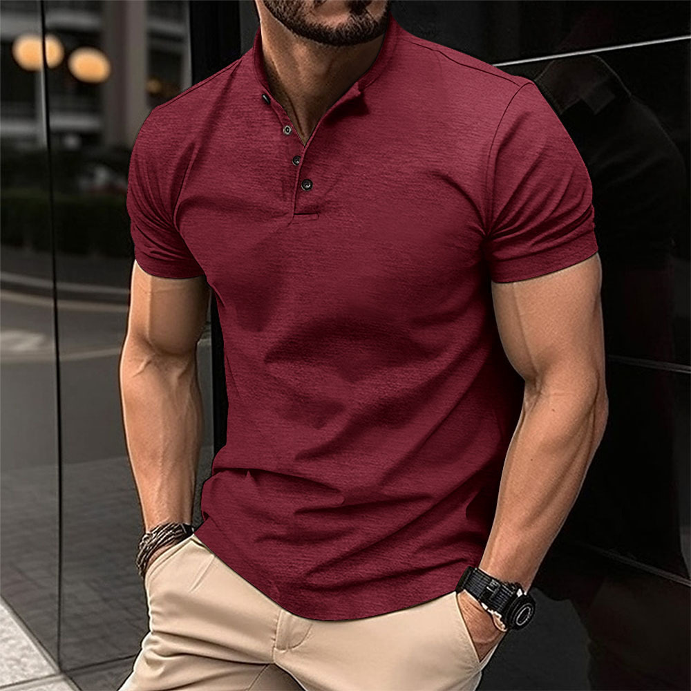 Männer Einfarbig Einfacher Stil Ablehnen Kurzarm Lose Männer T-Shirt display picture 4