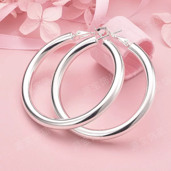Xiyin Temu 5cm Earrings Korean Silver Ear Jewelry Exquisite Simple Hoop Earrings European and American Style Exaggerated Live Stream