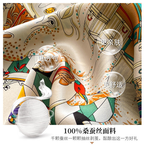 [Wholesale] Age-reducing silk square scarf mulberry silk Korean all-match animal scarf women's spring and autumn decorative scarf