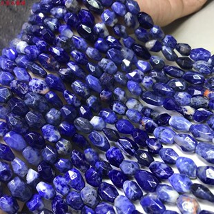 8-12MM 天然蓝纹方钠石 随型 切角半成品切面刻面随形散珠饰品a-阿里巴巴