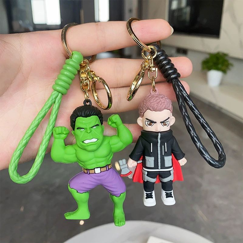 Ключок-брелок Мстители, мультфильм, мини-фигура, кулон, кукла, Marvel, подарок на день рождения