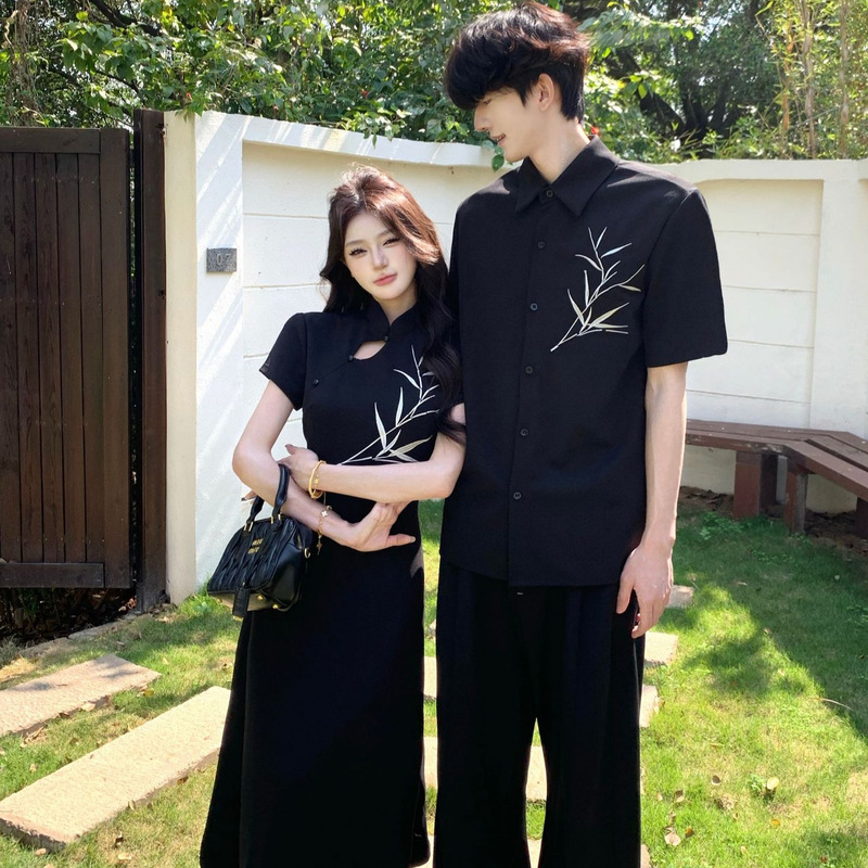 New Chinese-Style Couple Outfits for Summer, Versatile and High-End, Slim-Fit, Improved Design with Buttoned Long Waist-Cinching Dress Shirt New Chinese-Style Couple Outfits for Summer, Versatile and High-End, Slim-Fit, Improved Design with Buttoned Long Waist-Cinching Dress Shirt