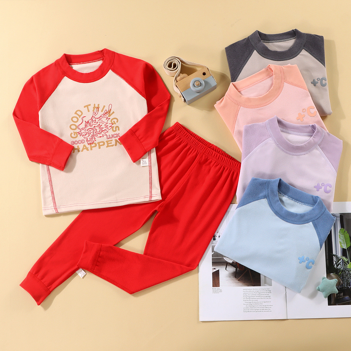 Pijamas infantiles ropa interior cálida bebé chaqueta de invierno pantalones de invierno ropa de hogar de mangas largas para niñas