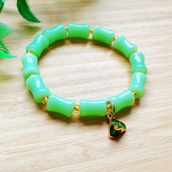 Phnom Penh Green Dumpl-Green Bamboo Bracelet