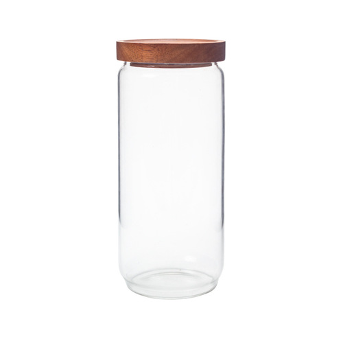 Coffee bean sealed jar kitchen glass bottle storage jar acacia wood with lid grains dried fruit tea storage jar