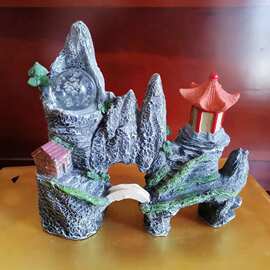 水族鱼缸沙盘造景创意假山转运球鱼虾躲避布景装饰乌龟晒台小摆件