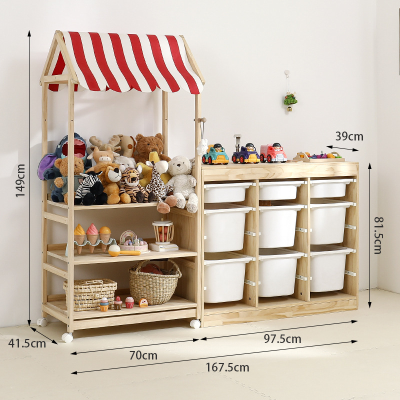 赤ちゃんのおもちゃの人形の棚の自動車の展示棚のままごとの小さい販売店のカートの実木の子供の収納棚|undefined