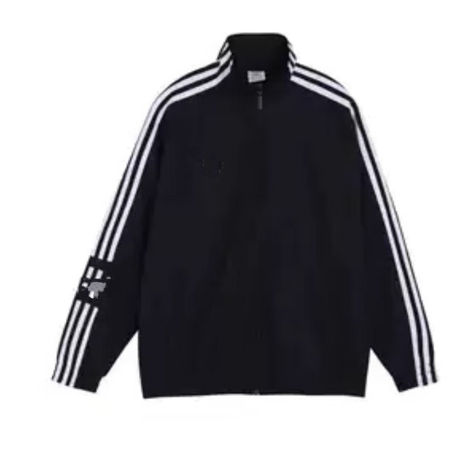 Autumn embroidered jacket for men and women, three-stripe loose casual stand-up collar sports jacket, trendy top 41390