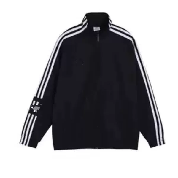 Autumn embroidered jacket for men and women, three-stripe loose casual stand-up collar sports jacket, trendy top 41390