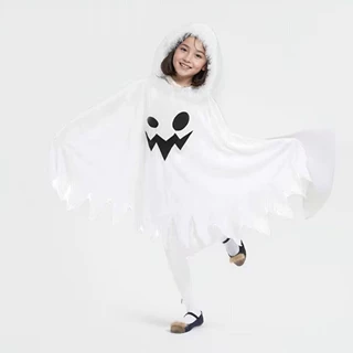 跨境儿童万圣节服装俏皮小精灵白色幽灵魔鬼披风斗篷Cos派对装扮