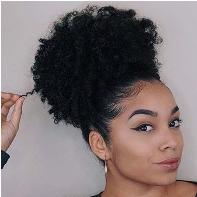 Afro Curly Pony tail Clip in Hair Bun Lorota pelusa pelucita brote de pelo