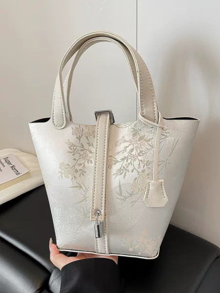 New Chinese Style Song Brocade Embroider Material Bag DIY Handmade Bag Large Vegetable Basket Handbag Bucket Bag