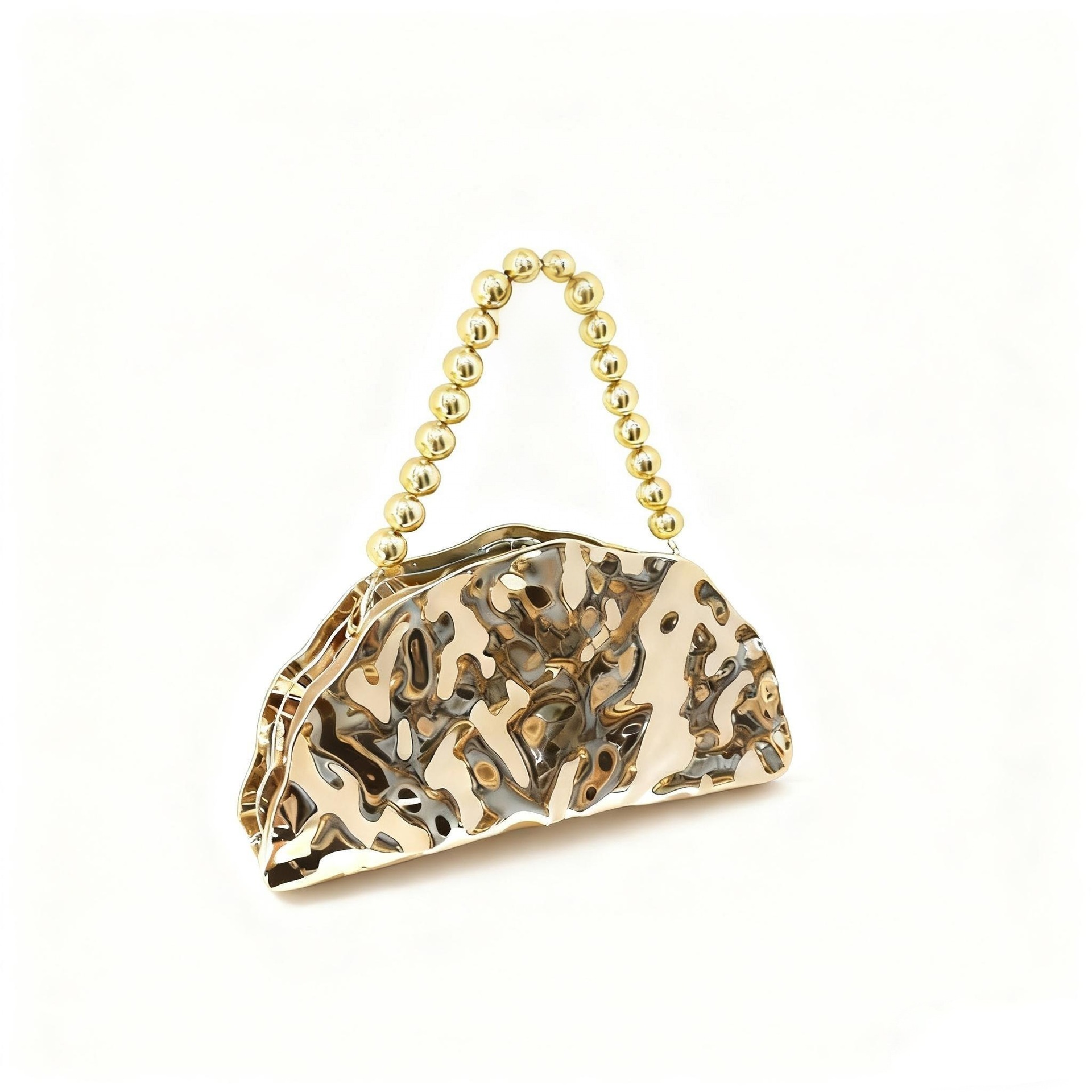 Comercio exterior transfronterizo bolsa de cena de dama lujo ligero alto sentido europeo y americano galvanizado metal ventilador acrílico bolsa de mano de cena