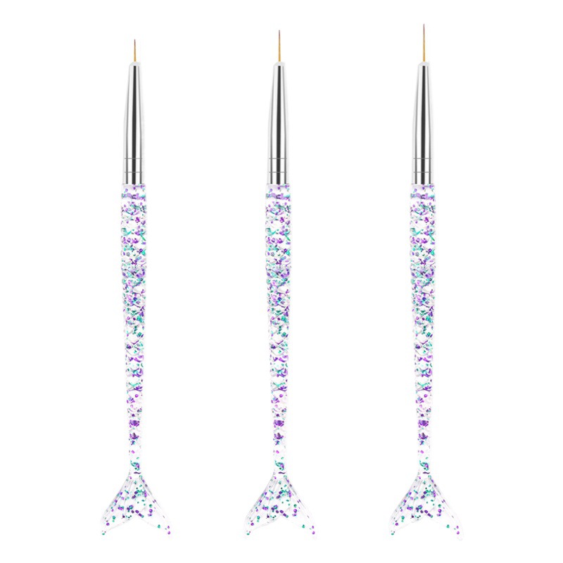 Cross-border especial de tres piezas sirena lentejuelas varilla dibujo pluma gancho pluma de dibujo pluma brillo cola de pescado pluma de uñas