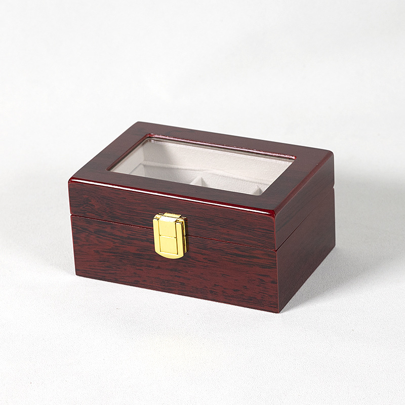 En stock pintura roja reloj caja de almacenamiento a prueba de polvo con claraboyas reloj pulsera caja de exhibición caja de colección