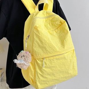 Summer New School Bag Female Milk Yellow Girl Going Out Small Backpack Lightweight Leisure Travel Outdoor Mountaineering Backpack