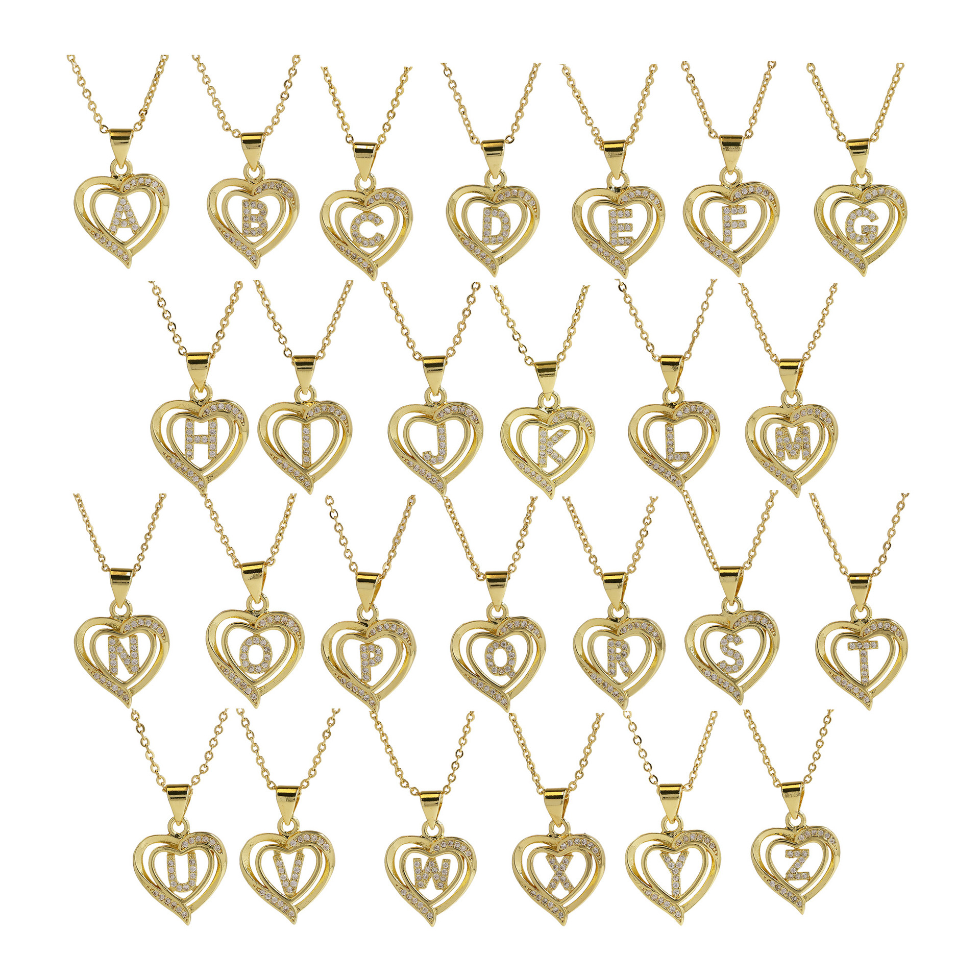 Letter, Heart Shape Pattern Women's Gender Brass Cable Chain Plating Letter Heart Shape Pendant Necklace