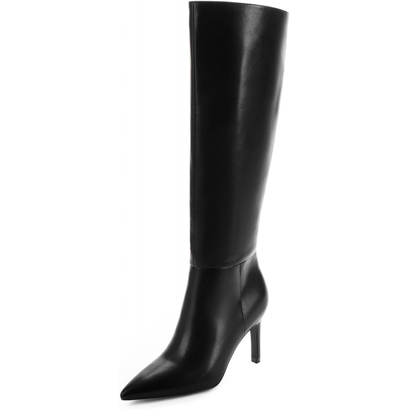 Knee High Boots Women Pointed Toe High Boots Stiletto Long Boots Side Zipper Dress Knee High Boots Plus Size Boots