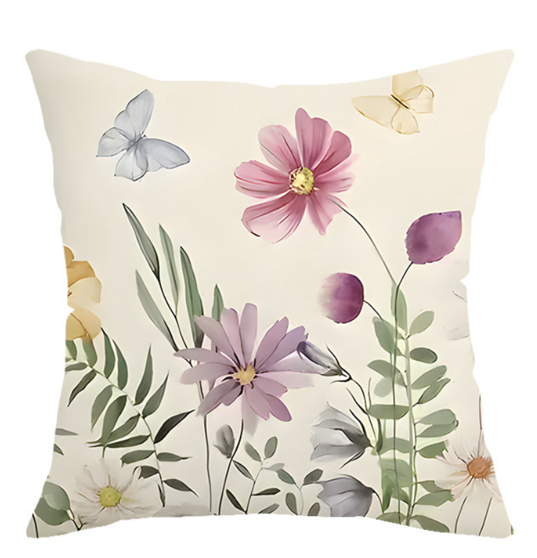 Amazon nueva primavera flores y pájaros impresión almohada cubierta lino decoración sofá almohada cubierta dormitorio cojín