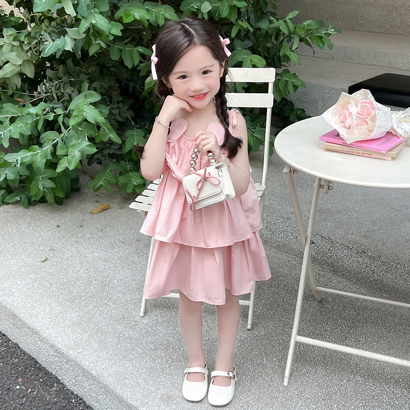 女童連衣裙夏季2024新款兒童洋氣時尚女寶寶薄款甜美夏裝吊帶裙子