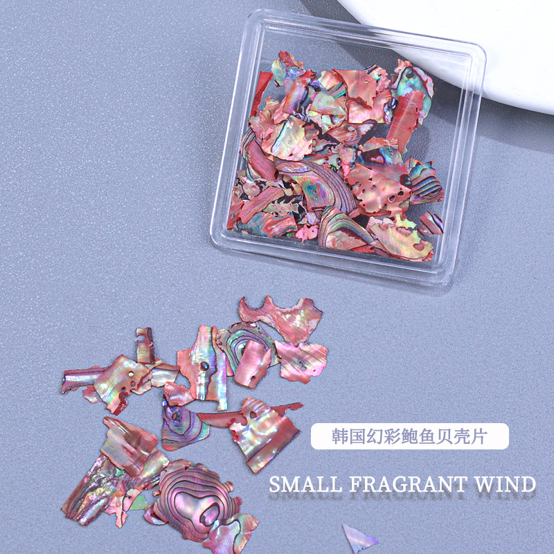 Decoraciones para uñas, piezas de concha de abulón iridiscente, decoraciones en caja, venta al por mayor, fragmentos de concha ultrafinos irregulares, decoración para uñas DIY