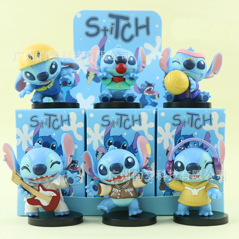 Cross-Border Free Shipping Music Party Stitch Figure Blind Box Lilo and Stitch Doll Trendy Toy Gashapon Doll Machine Ornament