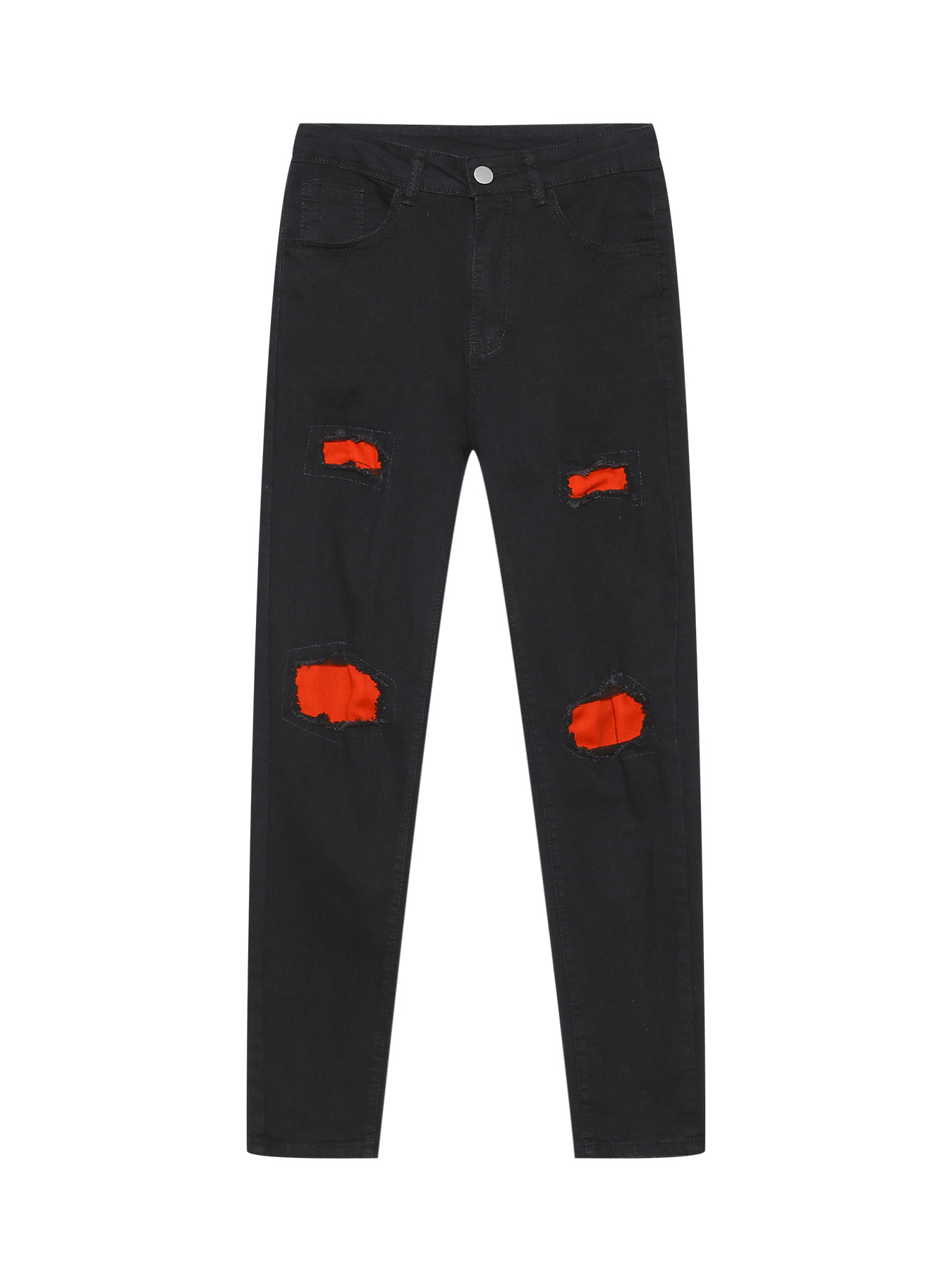 Comercio exterior hombre jeans casual delgado transfronterizo hombre agujeros parche elástico pantalones de hombre